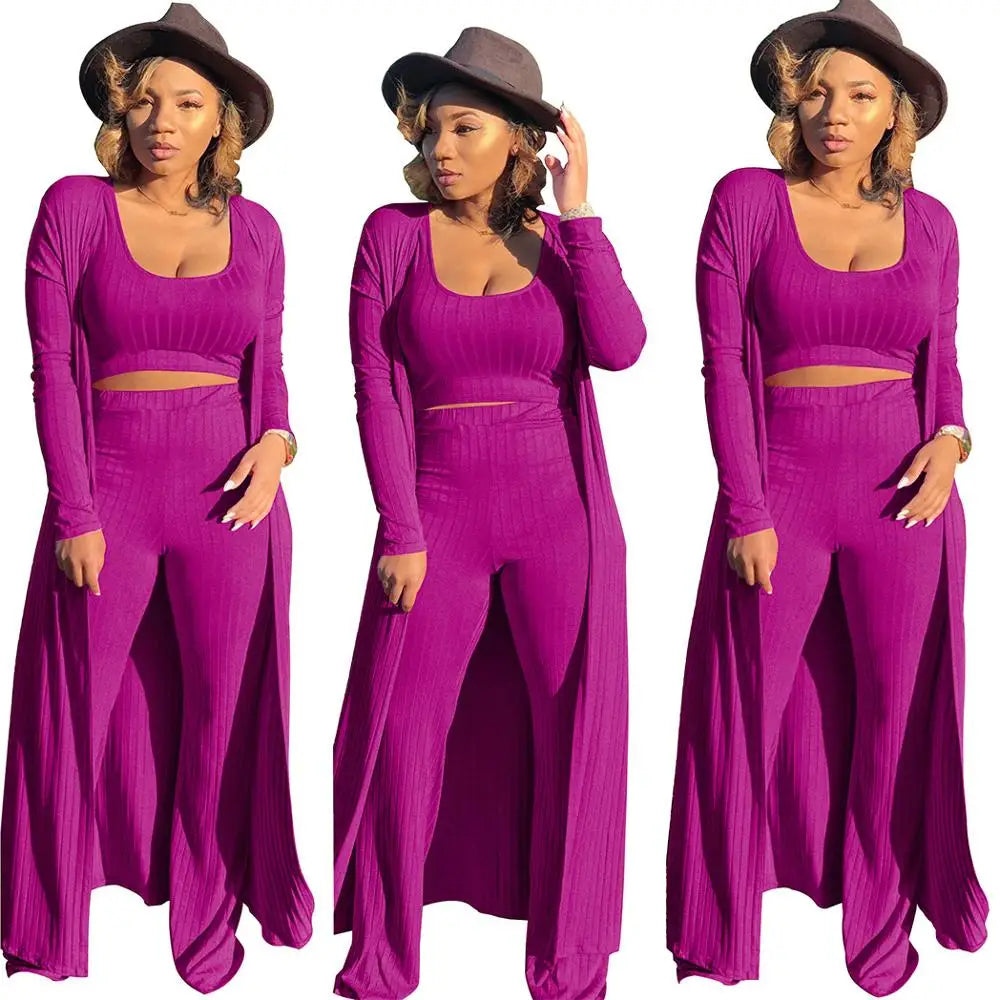 3 piece set women three piece set long sleeve cardigans crop top march pieces sets fall clothes for women 2020 outfits tracksuit