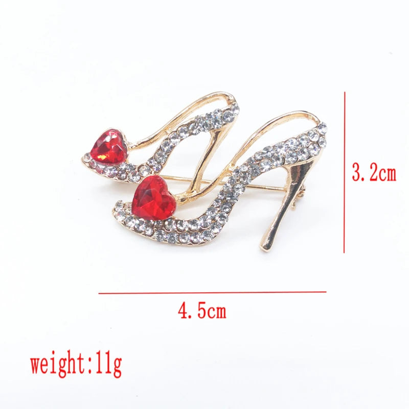 Ladies Crystal Rhinestone High Heel Princess Shoes Brooches Women Stylish Charm Brooch Pin