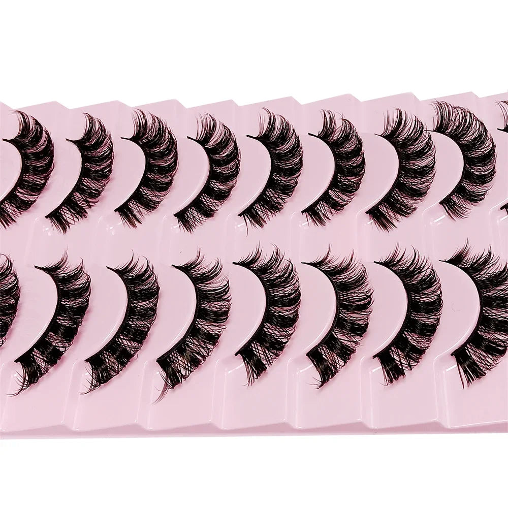 10 Pairs DD Curl Russian Strip Lashes Fluffy Volume False Eyelashes DD Curl Dramatic Messy Faux Mink Fake Lashes Make Up